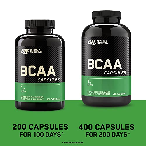 Optimum Nutrition BCAA 1000 Powder Branched Chain Amino Acids with L-Leucine L-Isoleucine and L-Valine Unflavoured BCAA Supplements 100 Servings 200 Capsules | High-Quality BCAAs | MySupplementShop.co.uk
