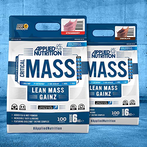Applied Nutrition Critical Mass Professional - Weight Gain Protein Powder High Calorie Weight Gainer Lean Mass (6kg - 40 Servings) (Strawberry) | High-Quality Protein Blends | MySupplementShop.co.uk