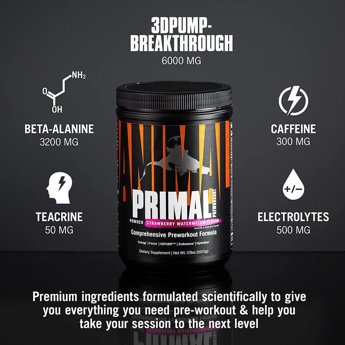 Animal Primal Preworkout Powder, Strawberry Watermelon - 507g by Universal Nutrition at MYSUPPLEMENTSHOP.co.uk