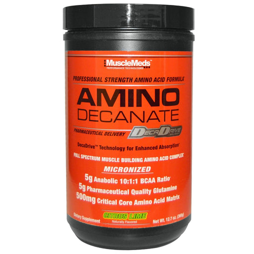 MuscleMeds Amino Decanate, Citrus Lime - 384 grams - Amino Acids and BCAAs at MySupplementShop by Musclemeds