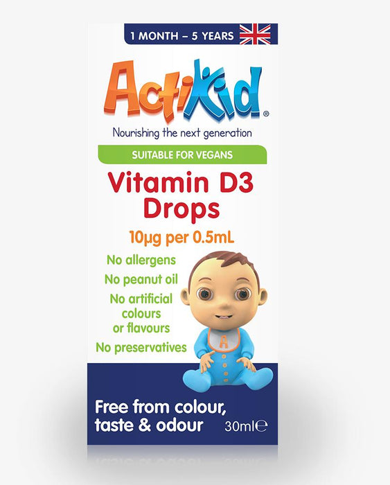 ActKid Vitamin D3 Drops 30ml 1 Month-5 Years | High-Quality Vitamins & Supplements | MySupplementShop.co.uk