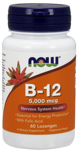 NOW Foods Vitamin B-12 with Folic Acid, 5000mcg - 60 lozenges | High-Quality Vitamins & Minerals | MySupplementShop.co.uk