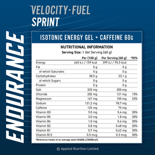 Applied Nutrition Endurance Velocity Sprint Gel 20 x 60ml Cola - Health &amp; Personal Care at MySupplementShop by Applied Nutrition