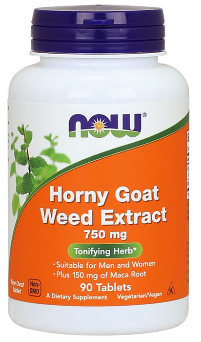 NOW Foods Horny Goat Weed Extract, 750mg - 90 tablets - Sexual Health at MySupplementShop by NOW Foods