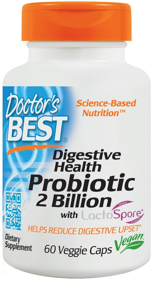 Doctor's Best Digestive Health Probiotic 2 Billion with LactoSpore - 60 vcaps | High-Quality Health and Wellbeing | MySupplementShop.co.uk