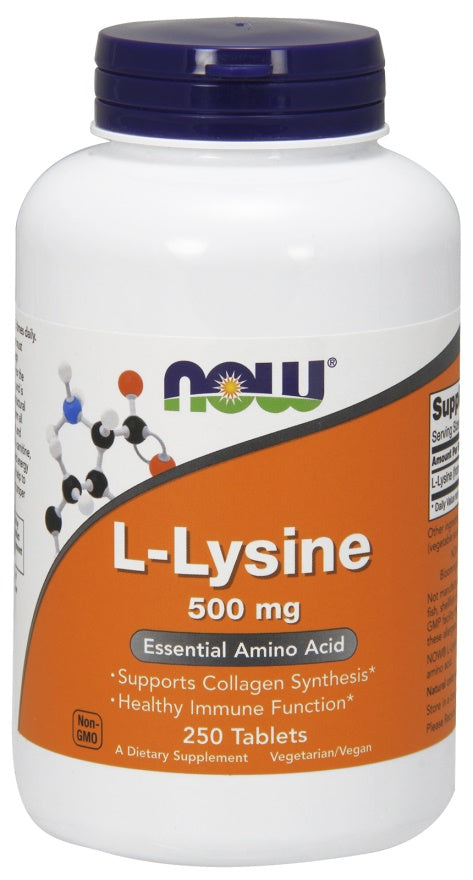 NOW Foods L-Lysine, 500mg - 250 tablets - Amino Acids and BCAAs at MySupplementShop by NOW Foods