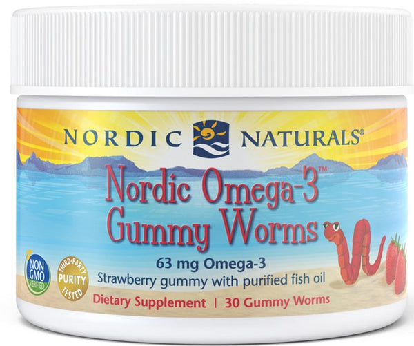Nordic Omega-3 Gummy Worms, 63mg Strawberry - 30 gummy worms | High-Quality Health and Wellbeing | MySupplementShop.co.uk