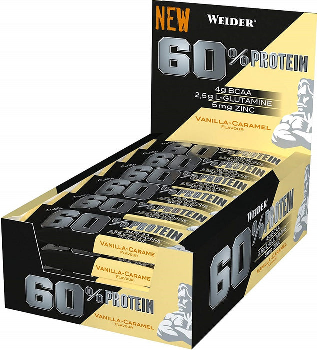 Weider 60% Protein Bar, Vanilla-Carmel - 24 bars - Protein Bars at MySupplementShop by Weider