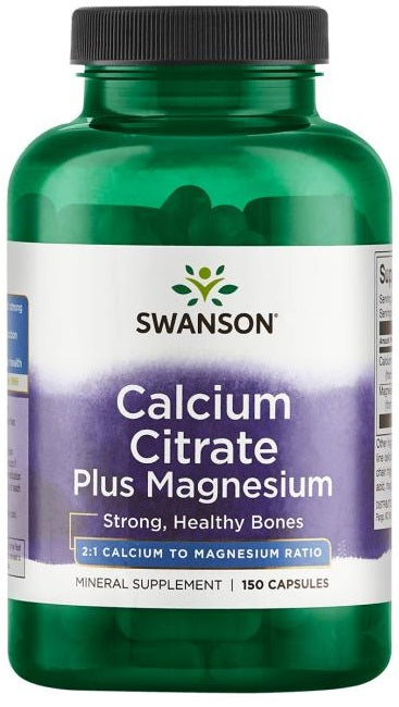 Swanson Calcium Citrate Plus Magnesium - 150 caps | High-Quality Vitamins & Minerals | MySupplementShop.co.uk