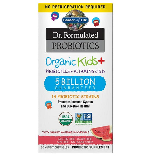 Garden of Life Dr. Formulated Probiotics Organic Kids+, Watermelon - 30 chewables | High-Quality Health and Wellbeing | MySupplementShop.co.uk
