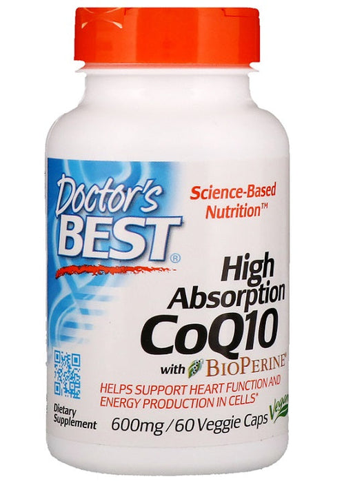 Doctor's Best High Absorption CoQ10 with BioPerine, 600mg - 60 vcaps | High-Quality Health and Wellbeing | MySupplementShop.co.uk