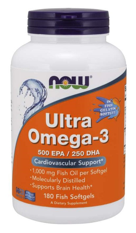 NOW Foods Ultra Omega-3 (In Fish Gelatin Softgels) - 180 fish softgels | High-Quality Health and Wellbeing | MySupplementShop.co.uk