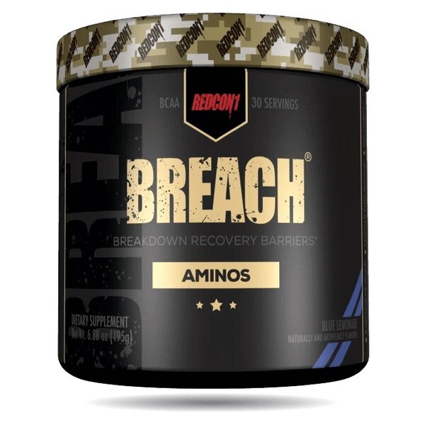 Redcon1 Breach - Aminos, Blue Lemonade - 297 grams | High-Quality Amino Acids and BCAAs | MySupplementShop.co.uk