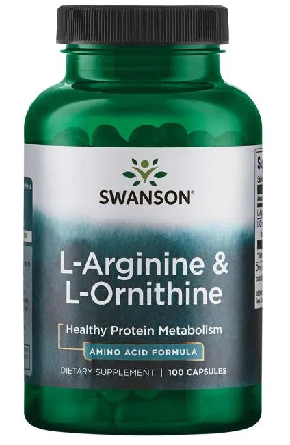 Swanson L-Arginine & L-Ornithine - 100 caps | High-Quality Amino Acids and BCAAs | MySupplementShop.co.uk