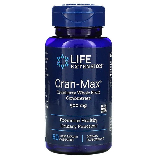 Life Extension Cran-Max Cranberry Whole Fruit Concentrate, 500mg - 60 vcaps - Health and Wellbeing at MySupplementShop by Life Extension