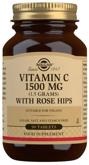 Solgar Vitamin C, 1500mg with Rose Hips - 90 tabs | High Quality Minerals and Vitamins Supplements at MYSUPPLEMENTSHOP.co.uk