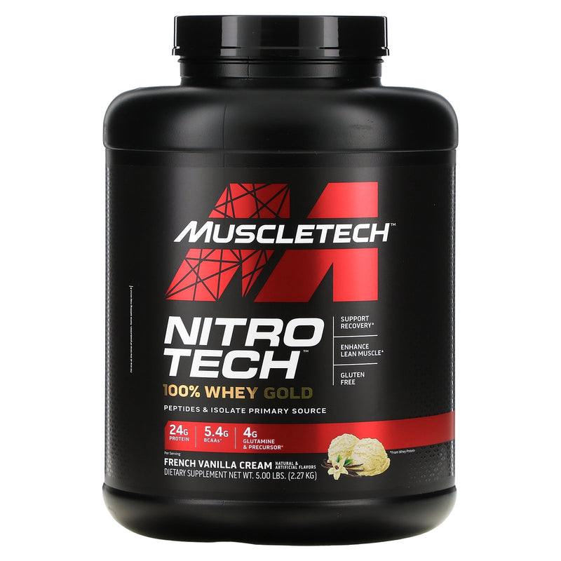 MuscleTech Nitro-Tech 100% Whey Gold, French Vanilla Cream - 2270 grams (EAN 631656710519) | High-Quality Protein | MySupplementShop.co.uk