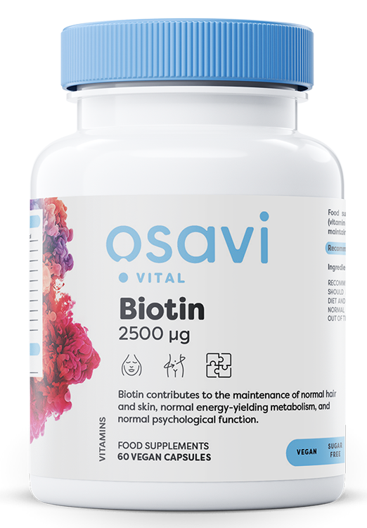 Osavi Biotin, 2500mcg - 60 vegan caps | High-Quality Vitamin B7 (Biotin) | MySupplementShop.co.uk