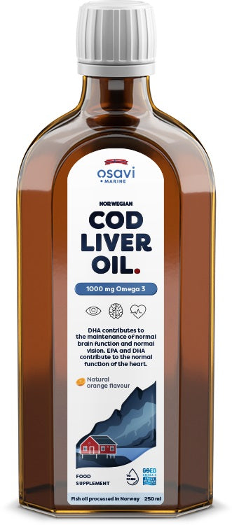 Osavi Norwegian Cod Liver Oil, 1000mg Omega 3 (Orange) - 250 ml. | High-Quality Omega-3 | MySupplementShop.co.uk